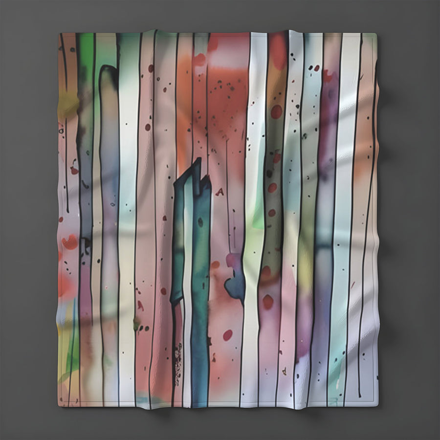 Pink Vertical Watercolor Stripe Pattern Fleece Sherpa Blanket