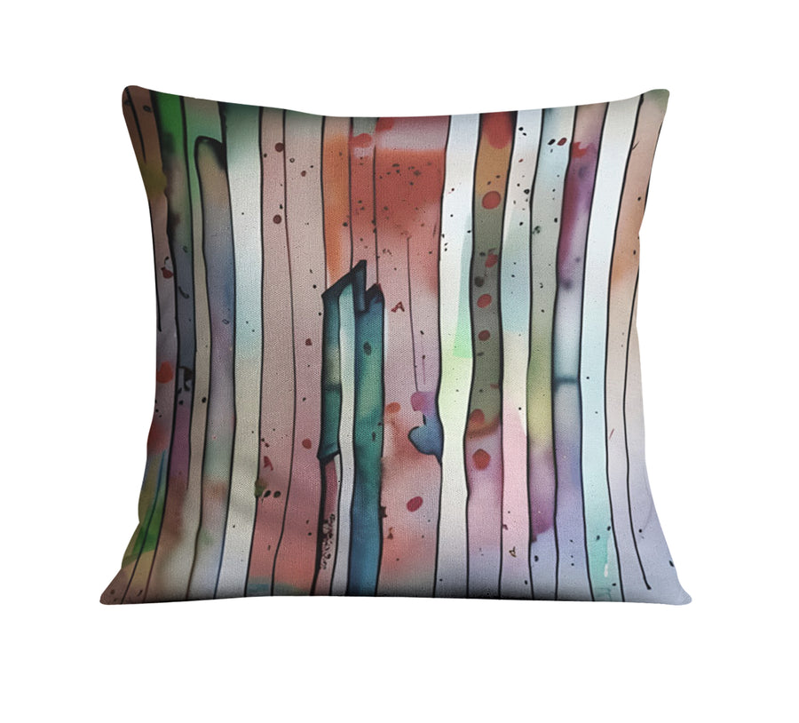 Pink Vertical Watercolor Stripe Pattern Throw Pillow Cover