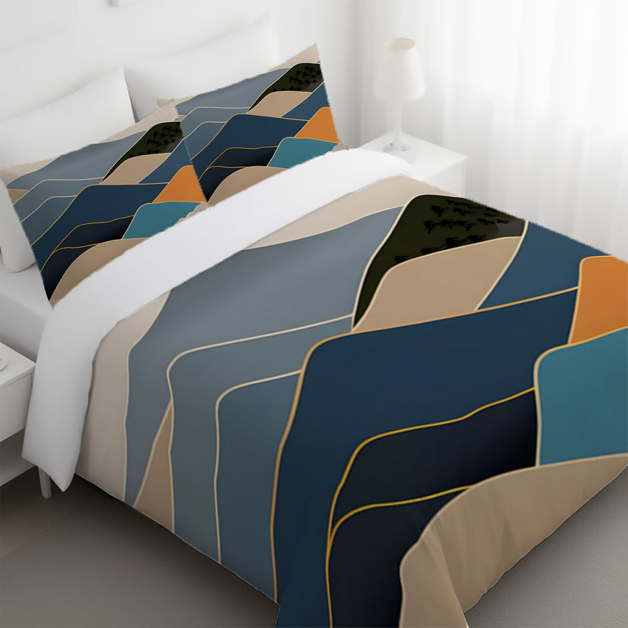 Blue Minimalist Mountain Landscape Artwork Duvet Cover