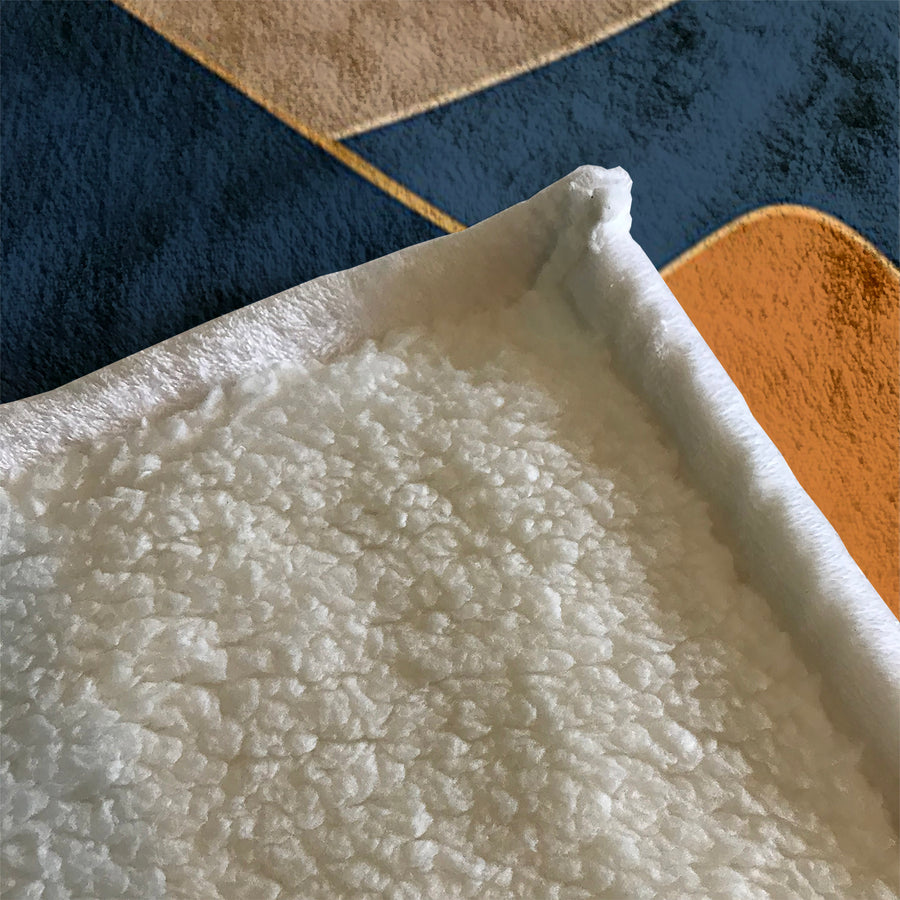 Blue Minimalist Mountain Landscape Artwork Fleece Sherpa Blanket