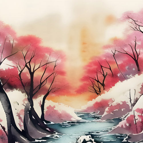 Pink River Landscape Artwork