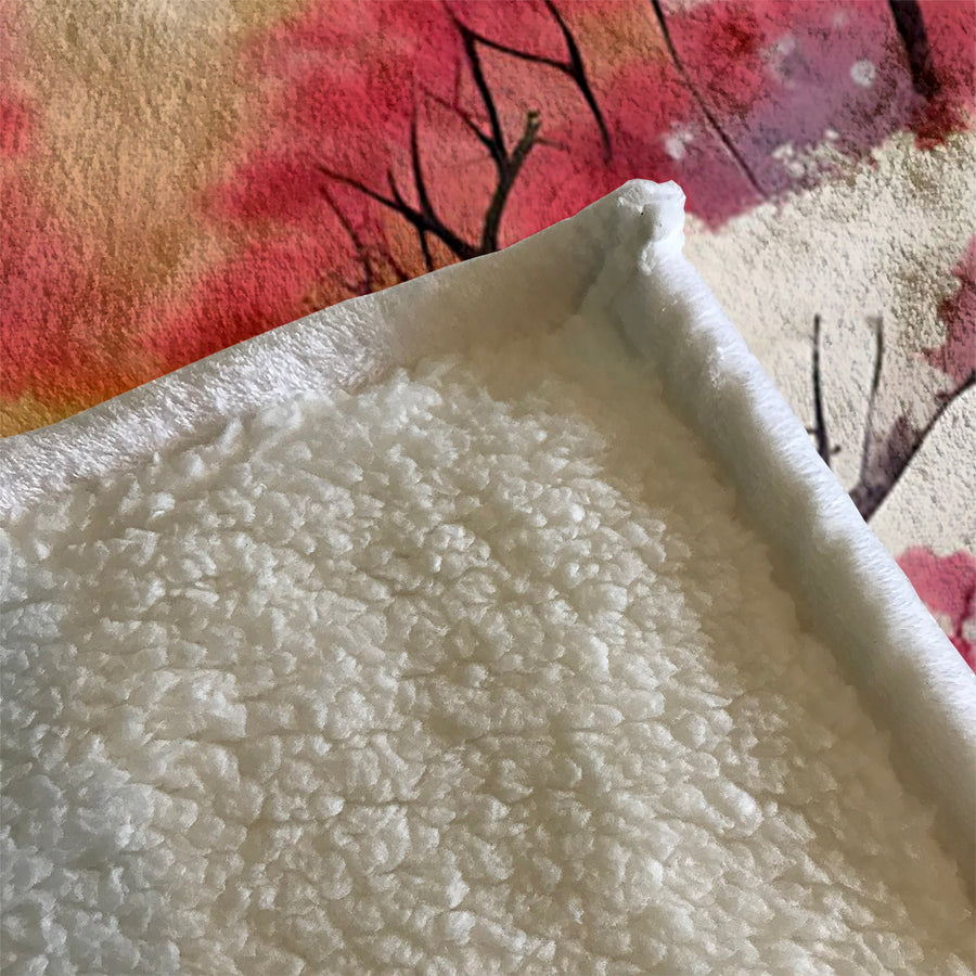 Pink River Landscape Artwork Fleece Sherpa Blanket
