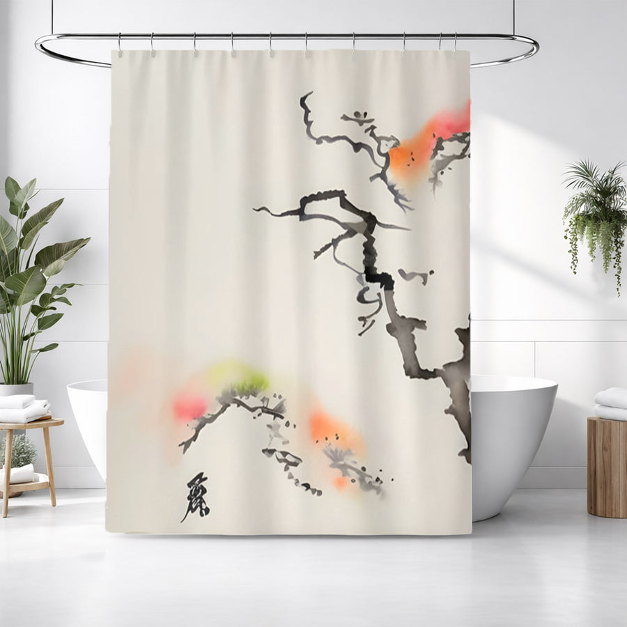 Minimalist Abstract Branch Landscape Artwork Shower Curtain