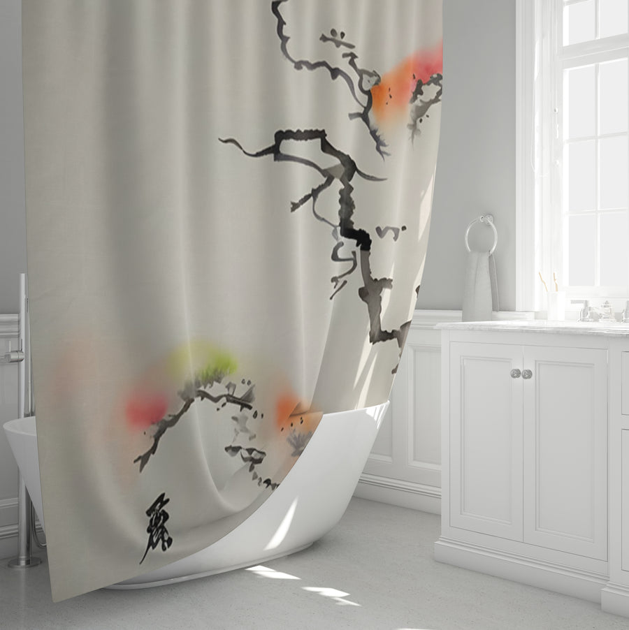 Minimalist Abstract Branch Landscape Artwork Shower Curtain