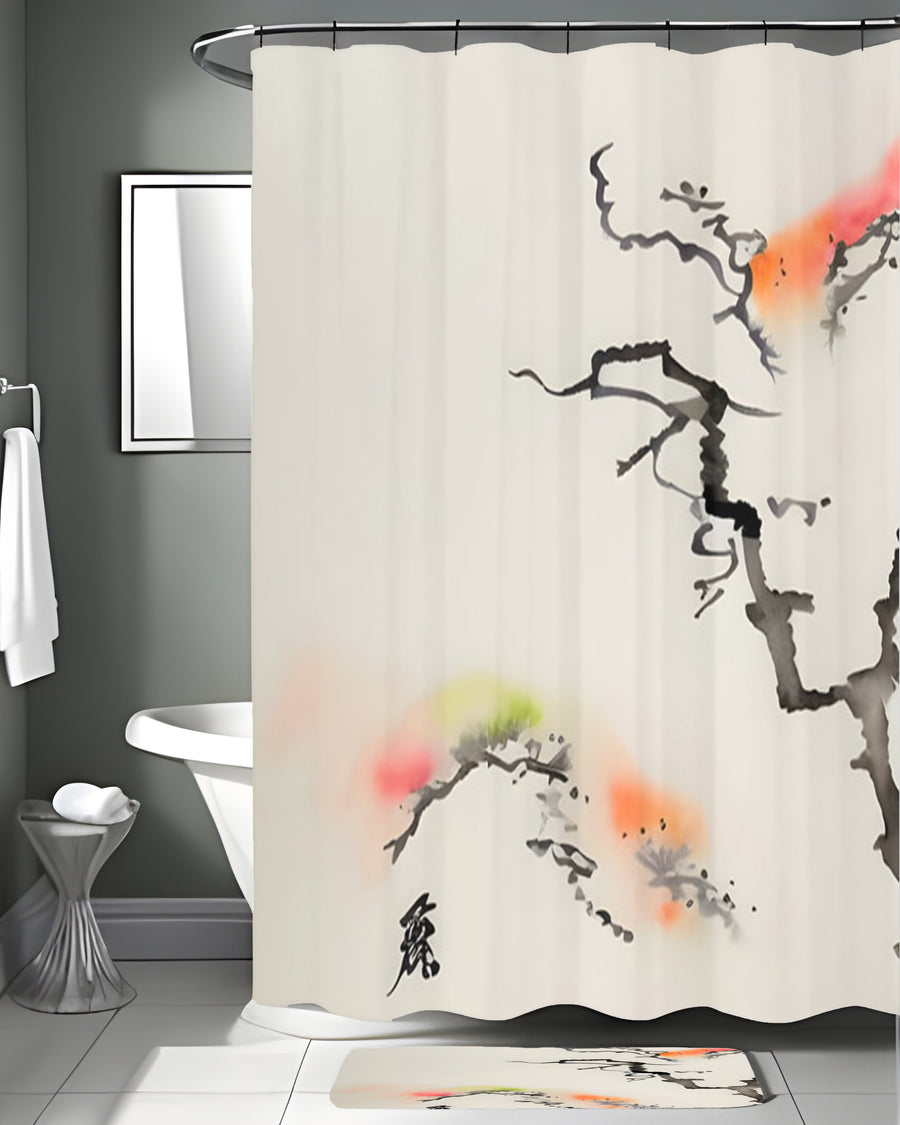 Minimalist Abstract Branch Landscape Artwork Shower Curtain