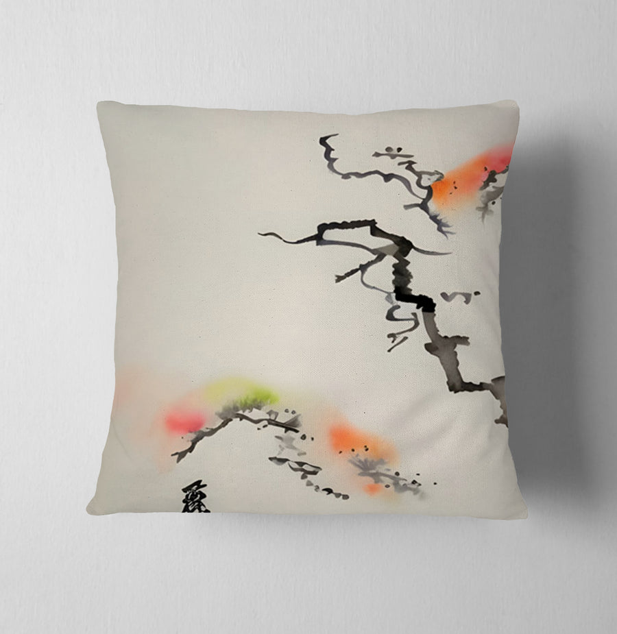 Minimalist Abstract Branch Landscape Artwork Throw Pillow Cover