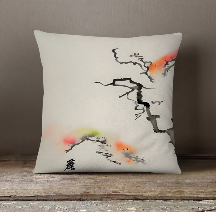 Minimalist Abstract Branch Landscape Artwork Throw Pillow Cover