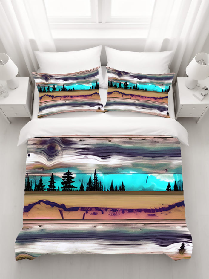 Purple Horizon Landscape Abstract Pattern Duvet Cover