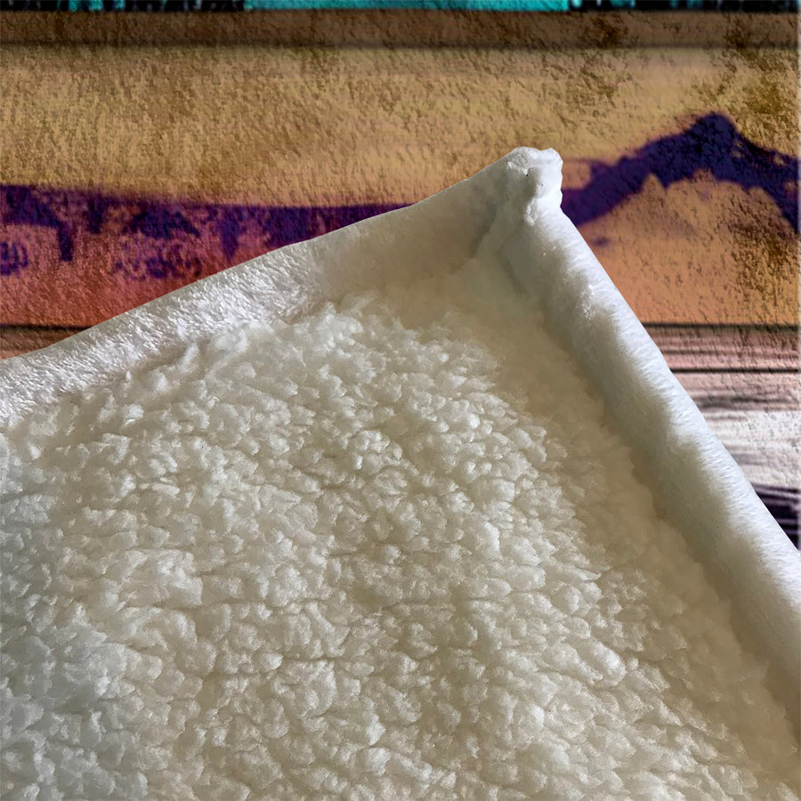 Purple Horizon Landscape Abstract Pattern Fleece Sherpa Blanket