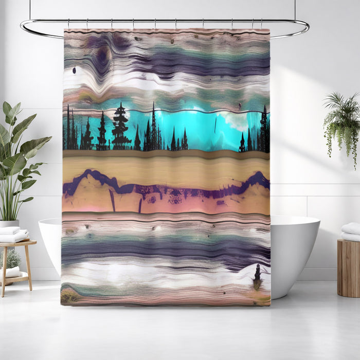 Purple Horizon Landscape Abstract Pattern Shower Curtain