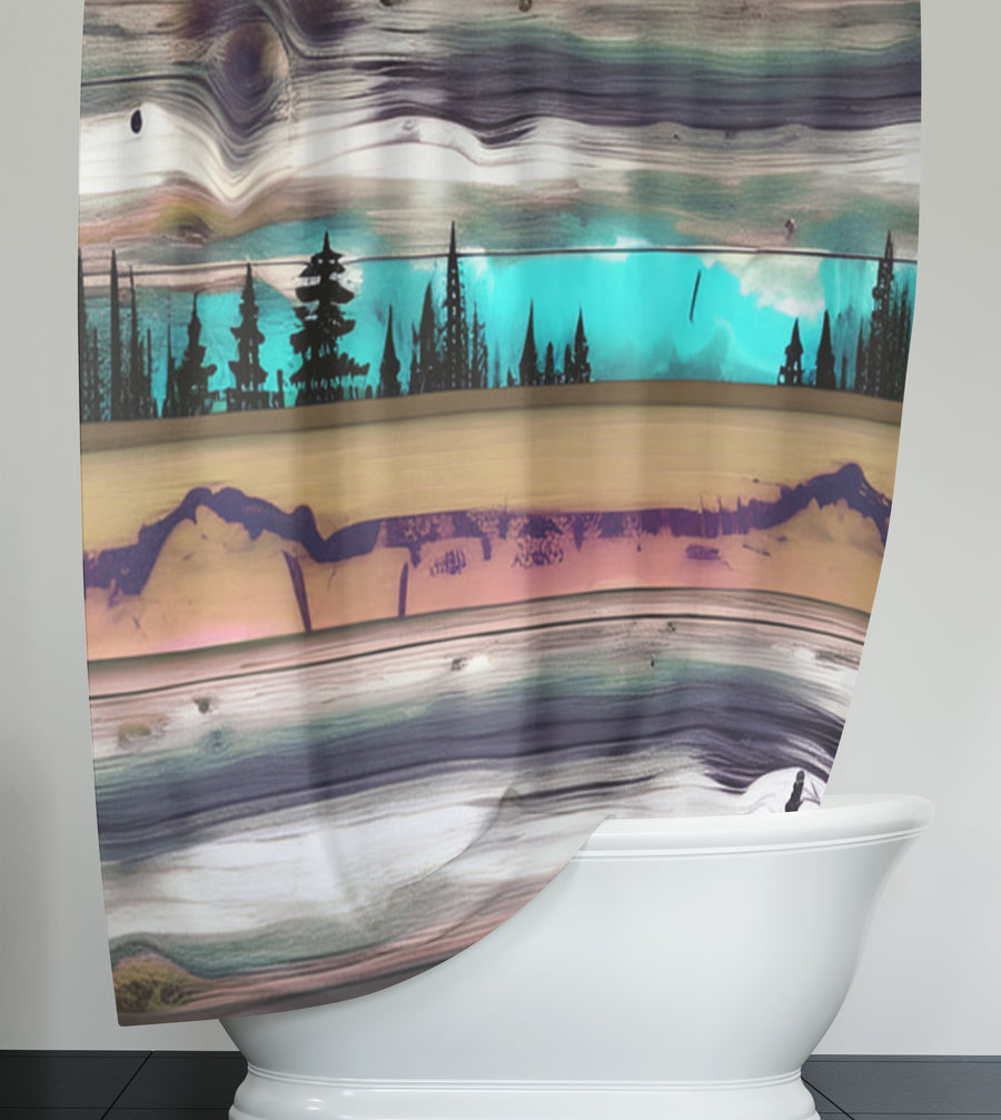 Purple Horizon Landscape Abstract Pattern Shower Curtain