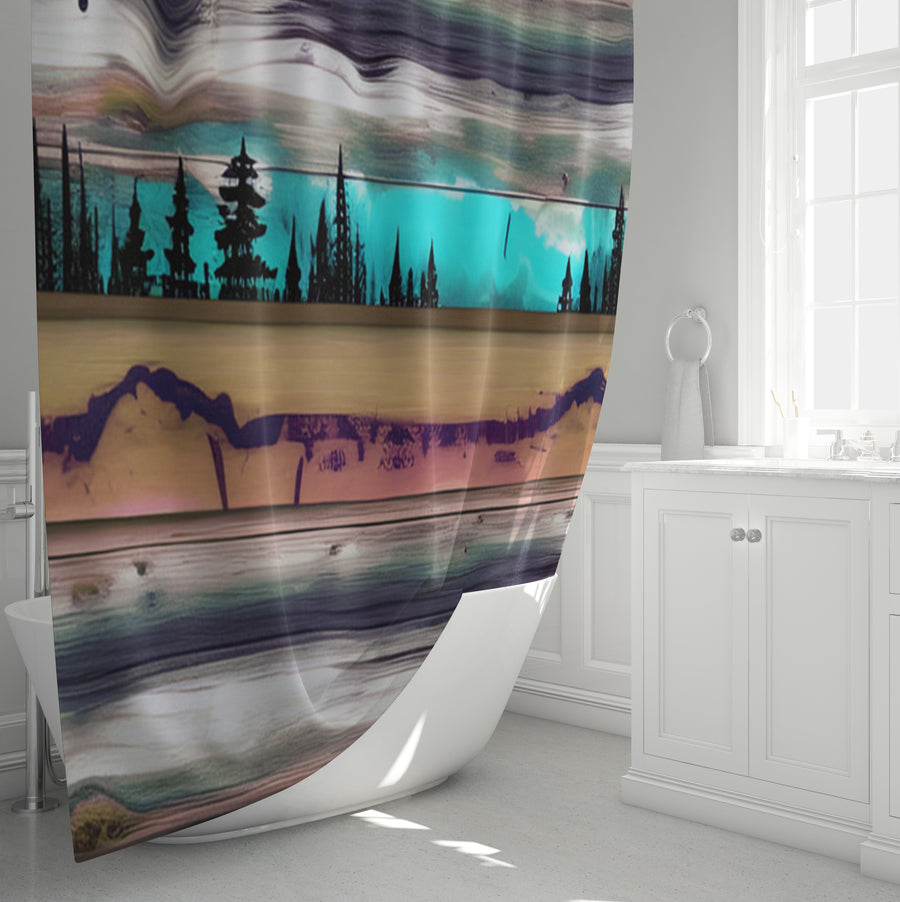 Purple Horizon Landscape Abstract Pattern Shower Curtain
