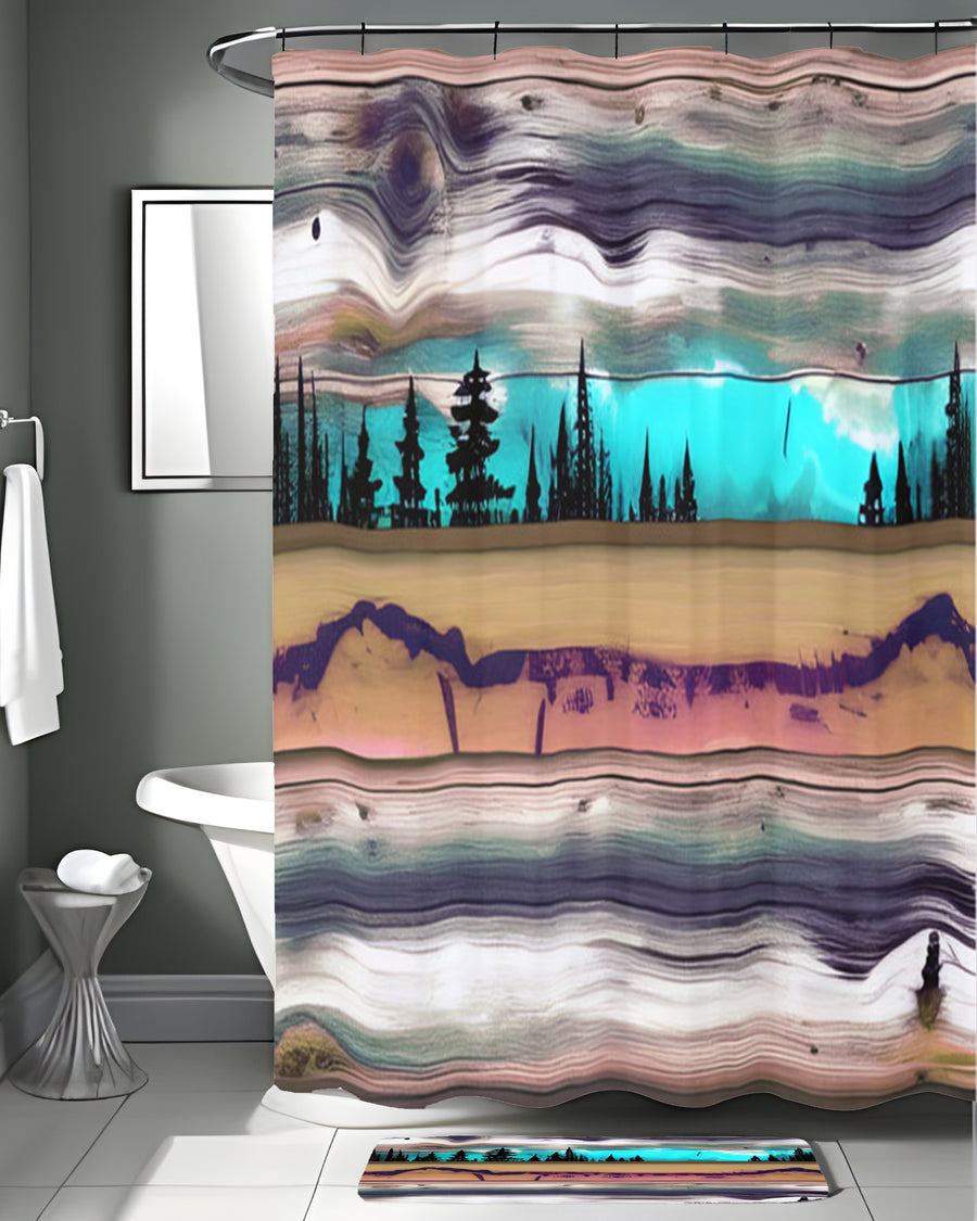 Purple Horizon Landscape Abstract Pattern Shower Curtain