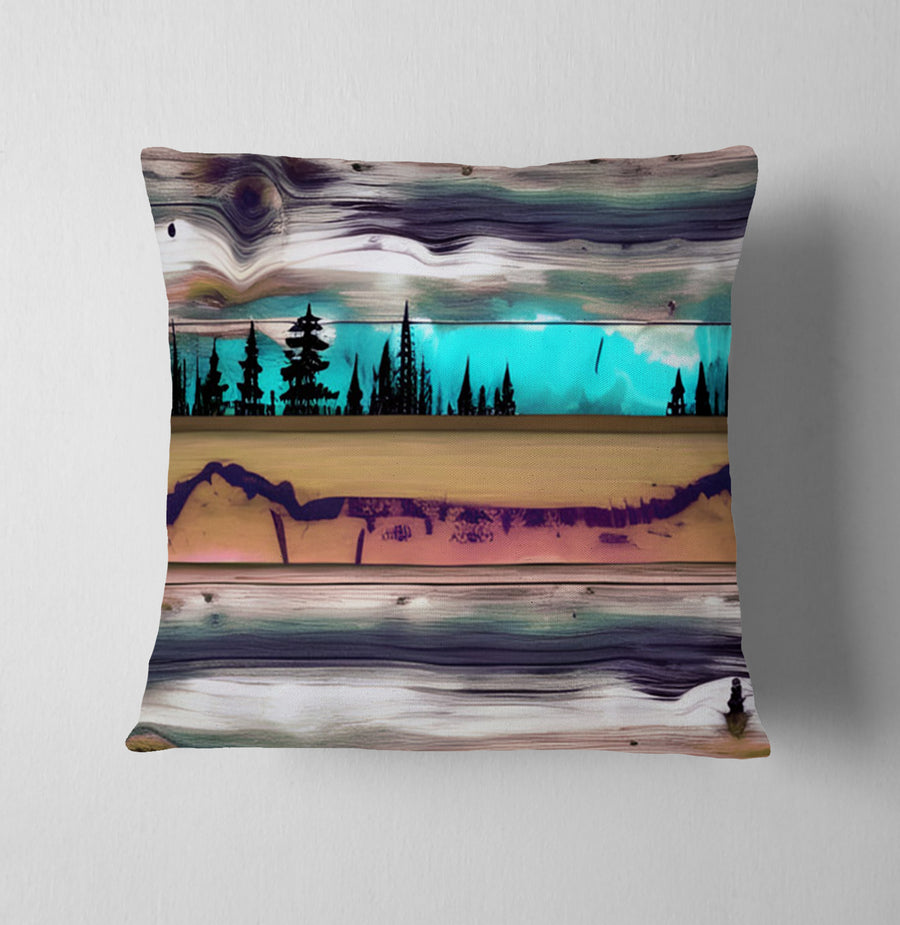 Purple Horizon Landscape Abstract Pattern Throw Pillow Cover