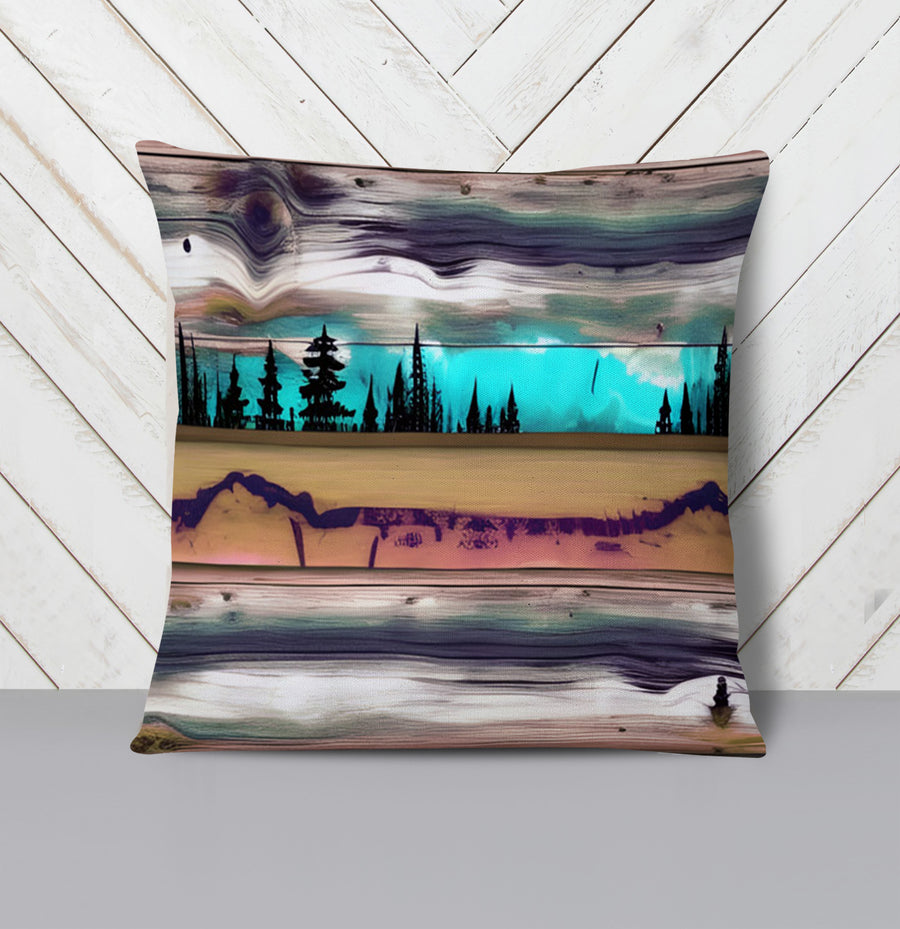 Purple Horizon Landscape Abstract Pattern Throw Pillow Cover