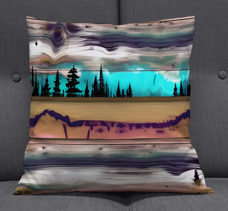Purple Horizon Landscape Abstract Pattern Throw Pillow Cover
