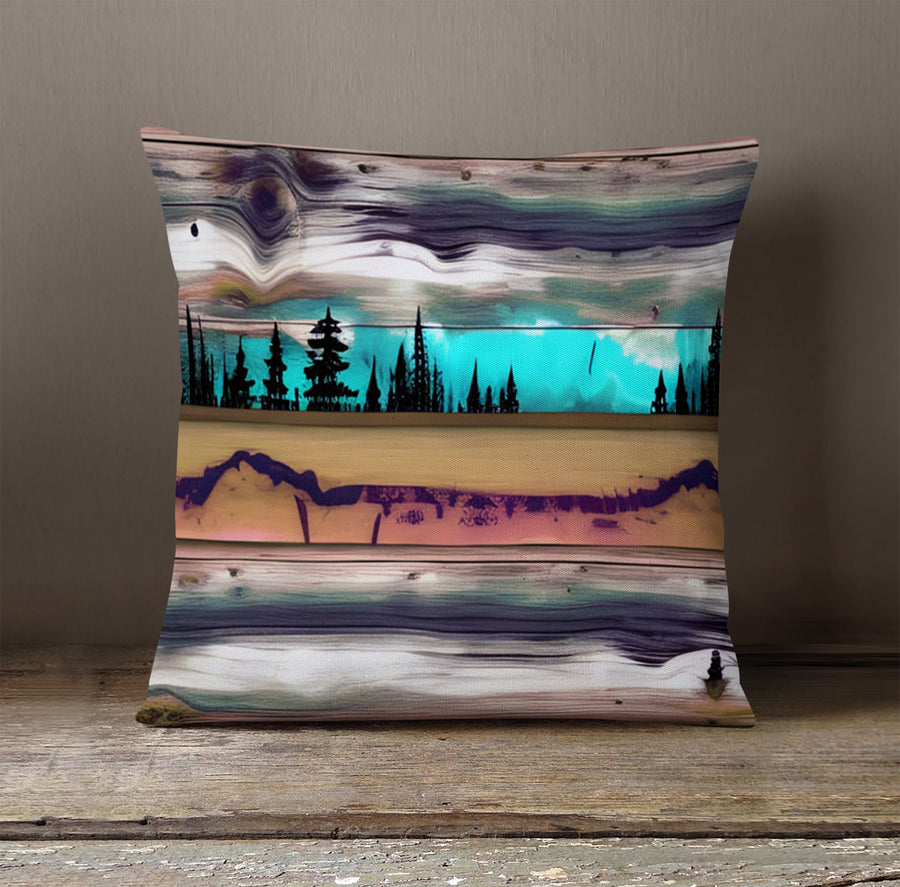 Purple Horizon Landscape Abstract Pattern Throw Pillow Cover