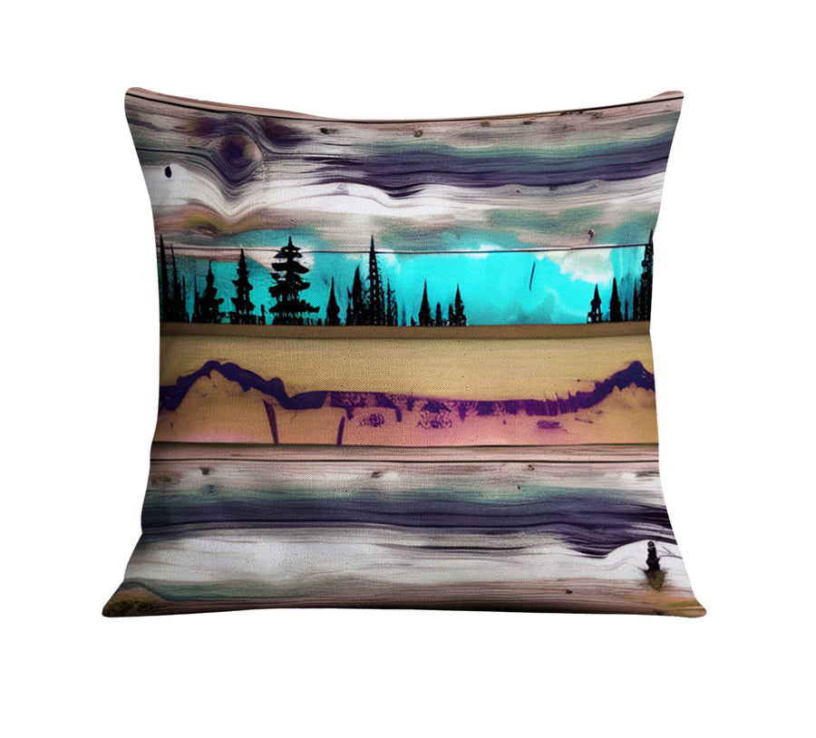 Purple Horizon Landscape Abstract Pattern Throw Pillow Cover