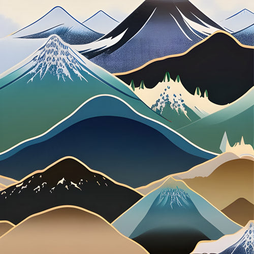 Blue Minimalist Mountain Landscape Artwork