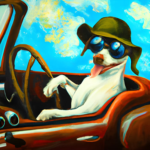 Blue Retro Dog Portrait Artwork