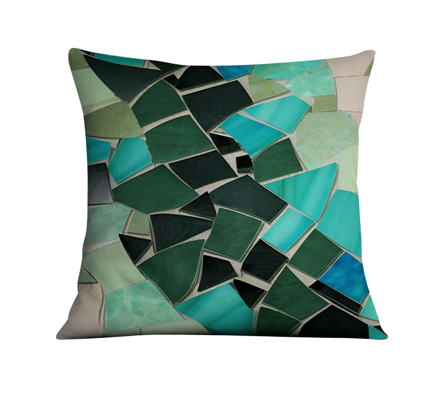 Teal Mosaic Geometric Pattern Throw Pillow Cover