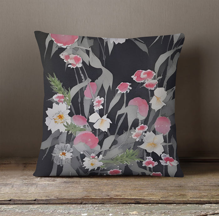 Pink Floral Botanical Pattern Throw Pillow Cover