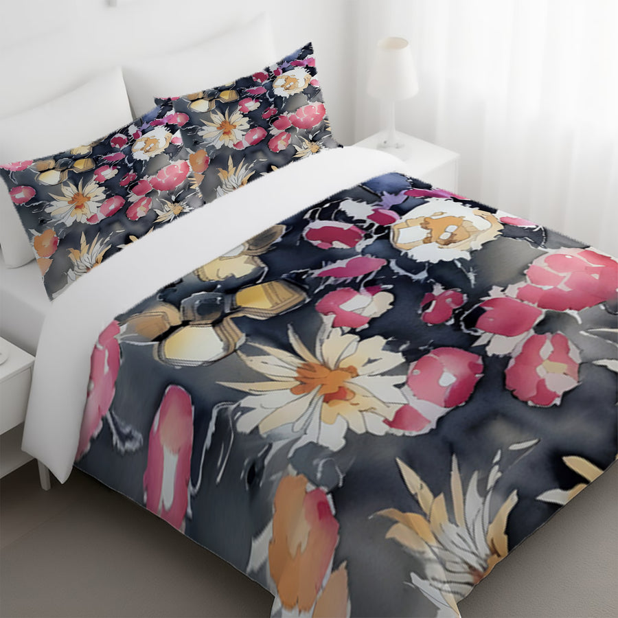 Pink Floral Garden Artwork Duvet Cover