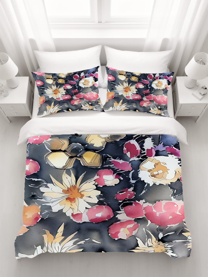 Pink Floral Garden Artwork Duvet Cover