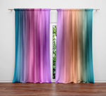 Pink and Purple Striped Watercolor Boho Window Curtains - Deja Blue Studios
