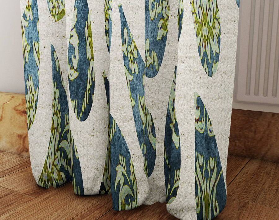 Light Green Raindrop Pattern Window Curtains - Deja Blue Studios