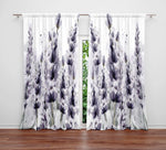 Chic Watercolor Lavender Floral Window Curtain - Deja Blue Studios