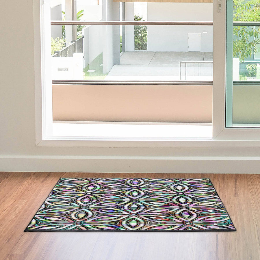 Psychedelic Geometric Pattern Door Rug | Front Doormat - Deja Blue Studios