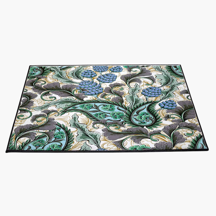 Blue and Green Paisley Abstract Door Rug | Front Doormat - Deja Blue Studios