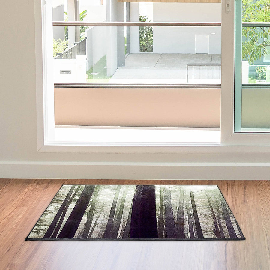 Mist Forest Trees Door Rug | Front Doormat - Deja Blue Studios