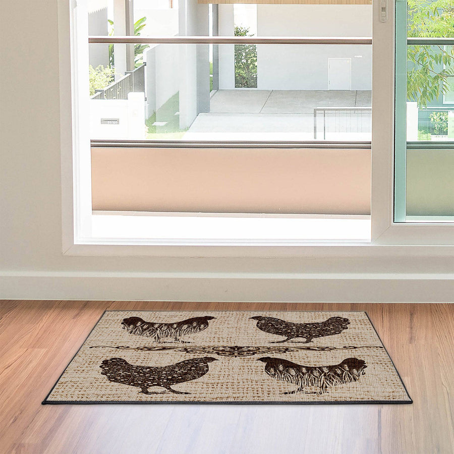 Rustic Chicken Farmhouse Door Rug | Front Doormat - Deja Blue Studios