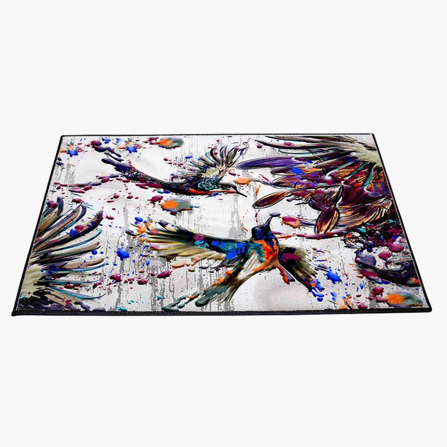 Ink Splatter Flying Birds Door Rug | Front Doormat - Deja Blue Studios
