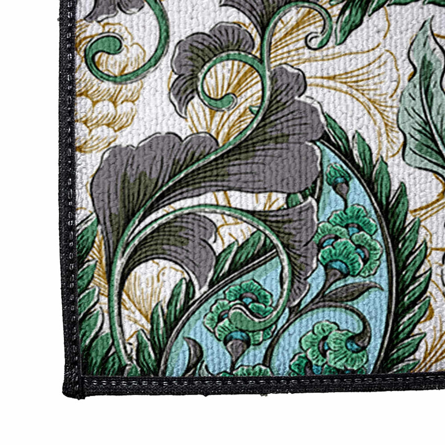 Blue and Green Paisley Abstract Door Rug | Front Doormat - Deja Blue Studios
