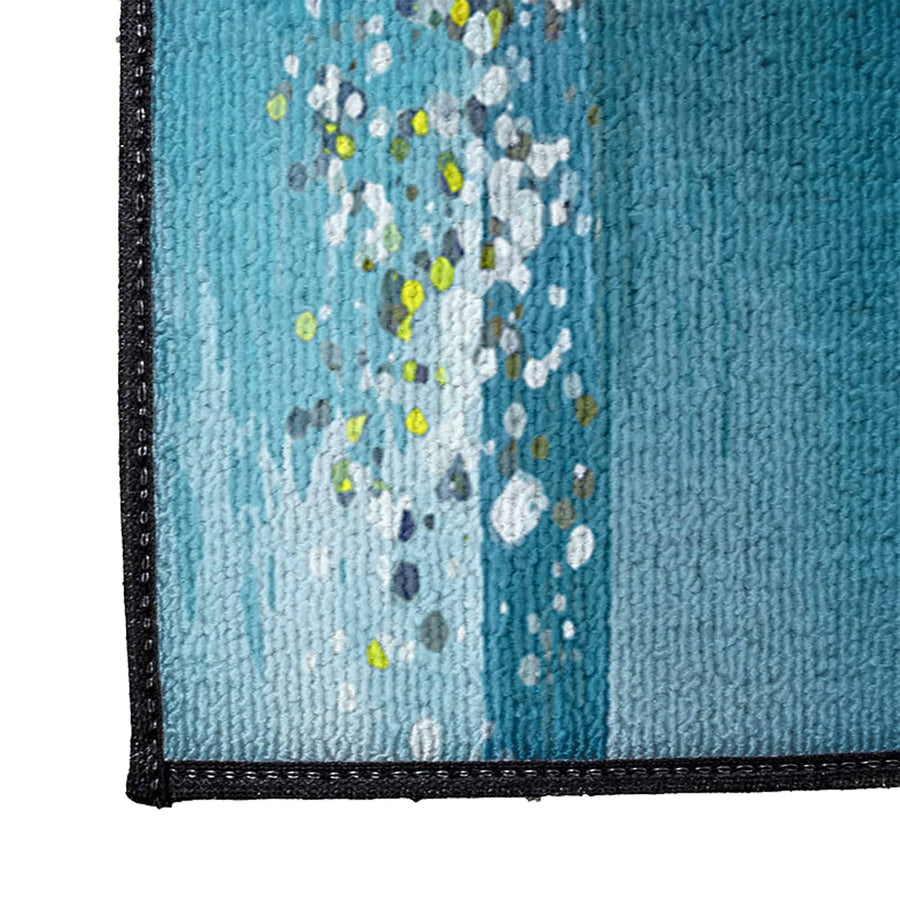 Striped Watercolor Boho Blue and Yellow Door Mat - Deja Blue Studios