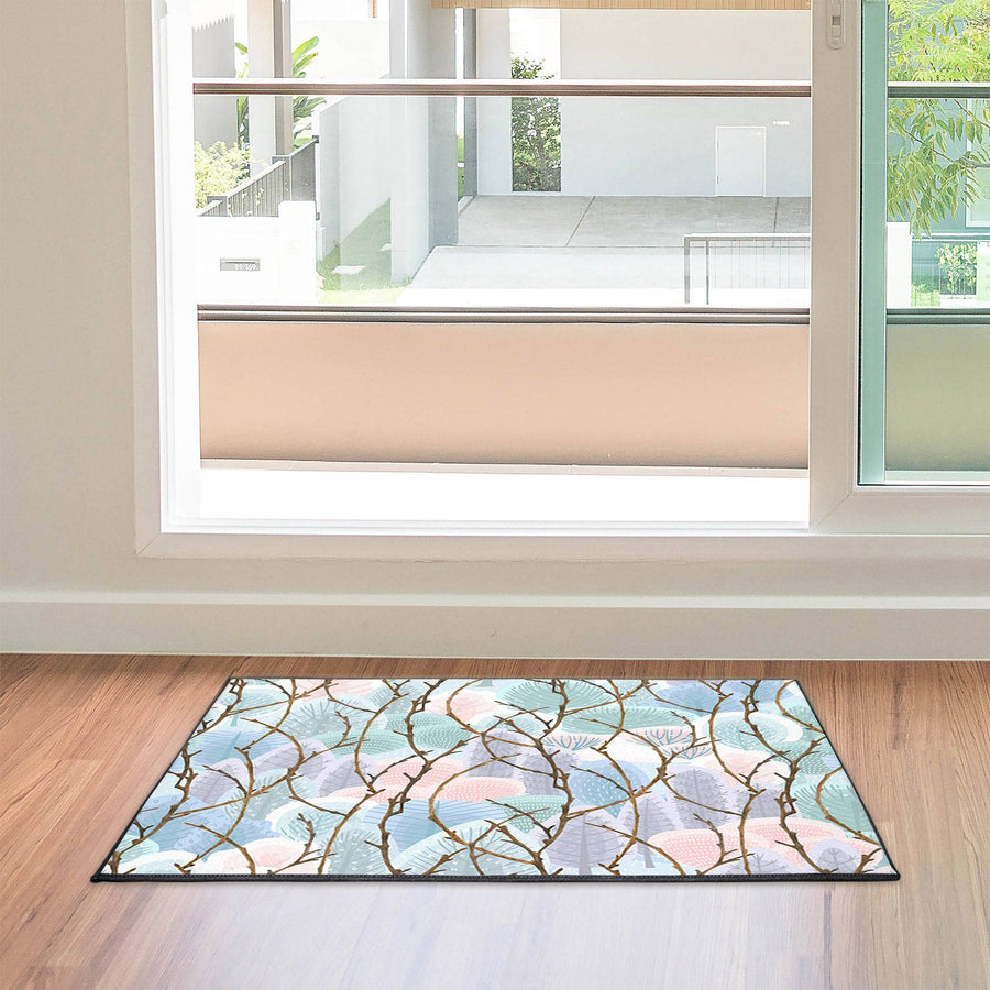 Watercolor Trees and Sticks Door Rug | Front Doormat - Deja Blue Studios