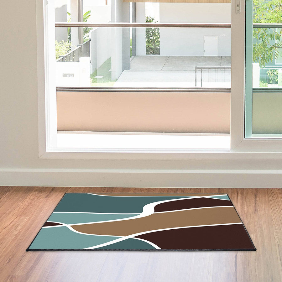 Multi Pattern Blue and Brown Door Mat - Deja Blue Studios