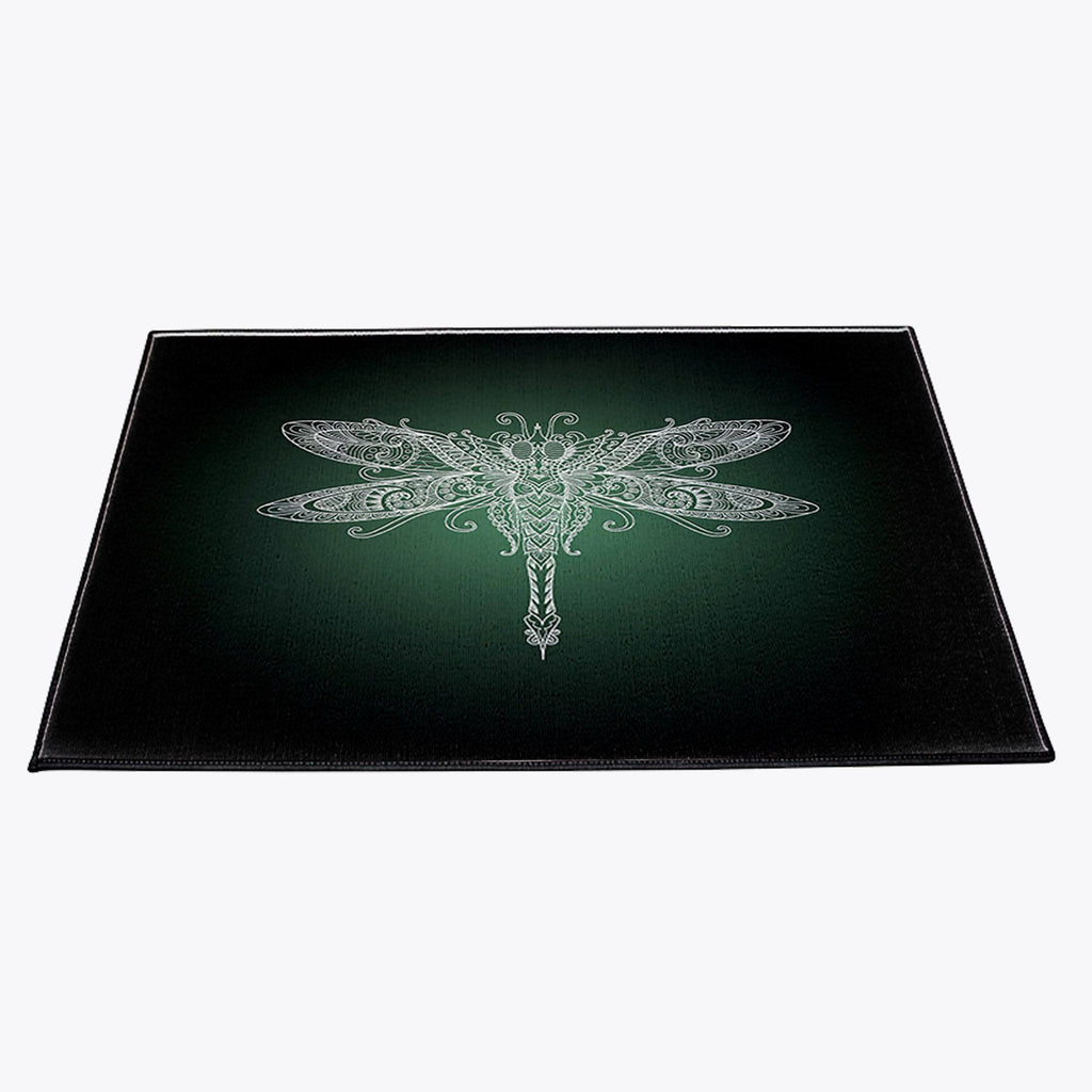 Black and Green Gradient Dragonfly Door Mat - Deja Blue Studios