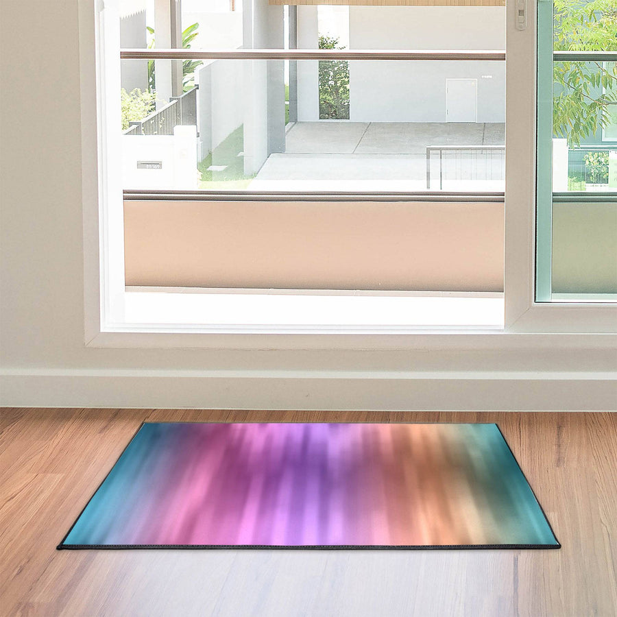 Pink and Purple Striped Watercolor Boho Door Mat - Deja Blue Studios