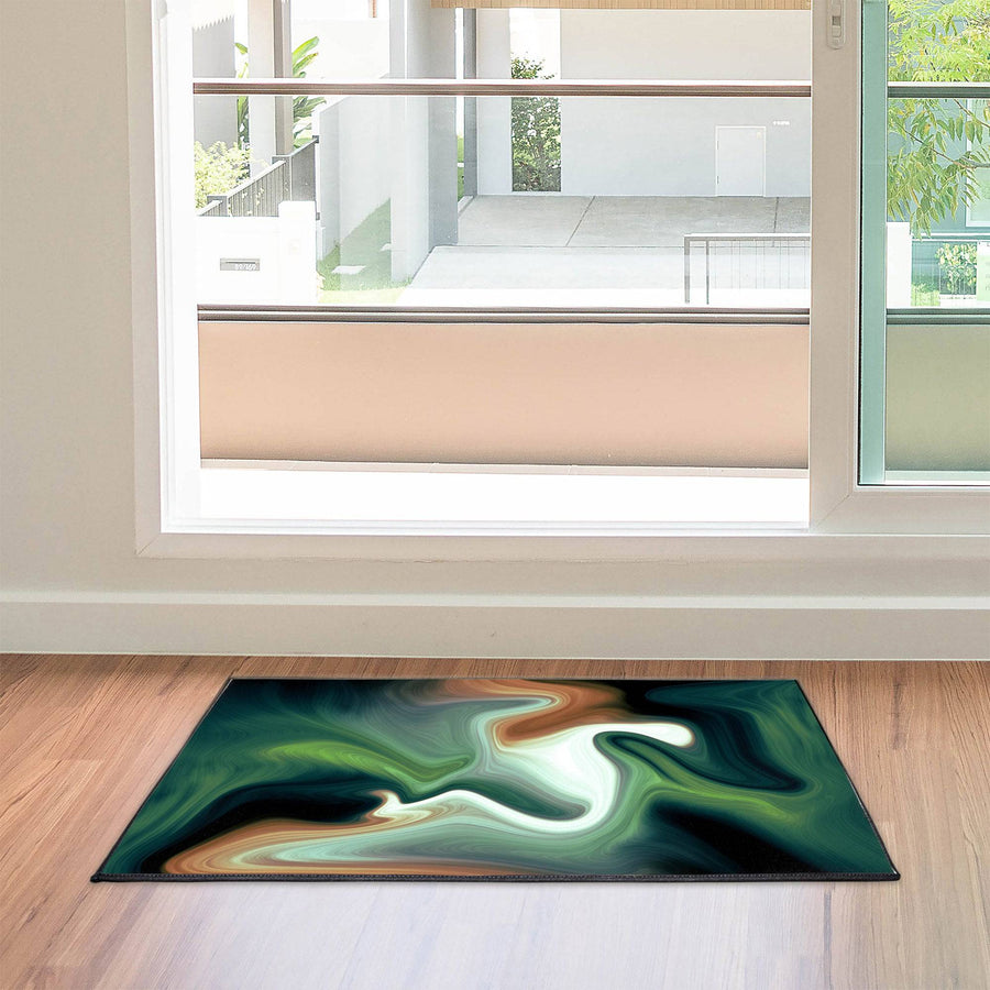 Green and Tan Smoke Swirl Door Mat - Deja Blue Studios