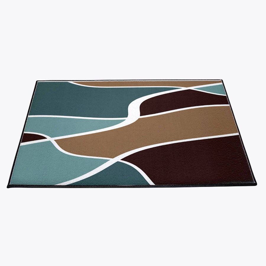 Multi Pattern Blue and Brown Door Mat - Deja Blue Studios