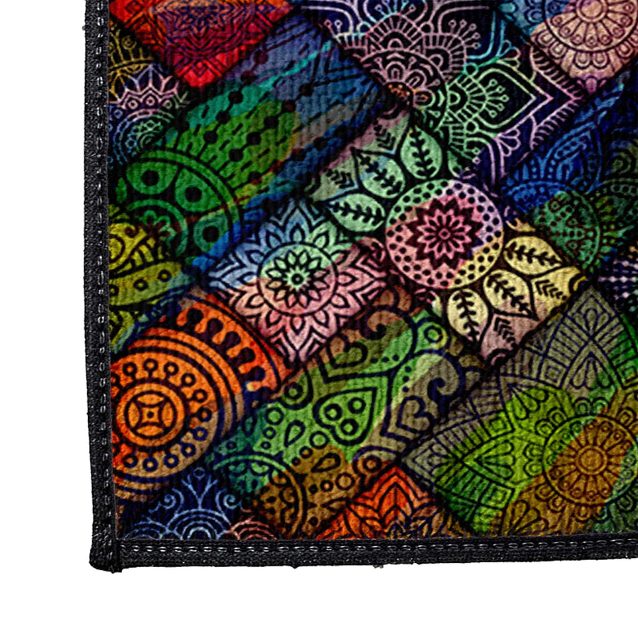 Mandala Watercolor Blocks Door Rug | Front Doormat - Deja Blue Studios