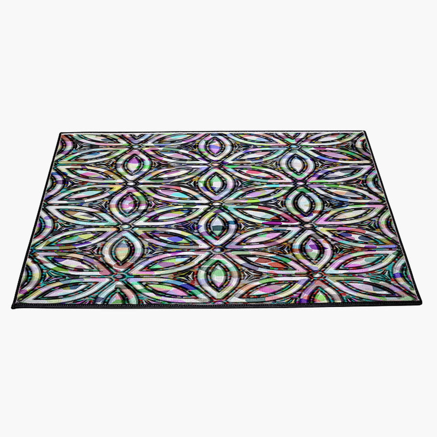 Psychedelic Geometric Pattern Door Rug | Front Doormat - Deja Blue Studios