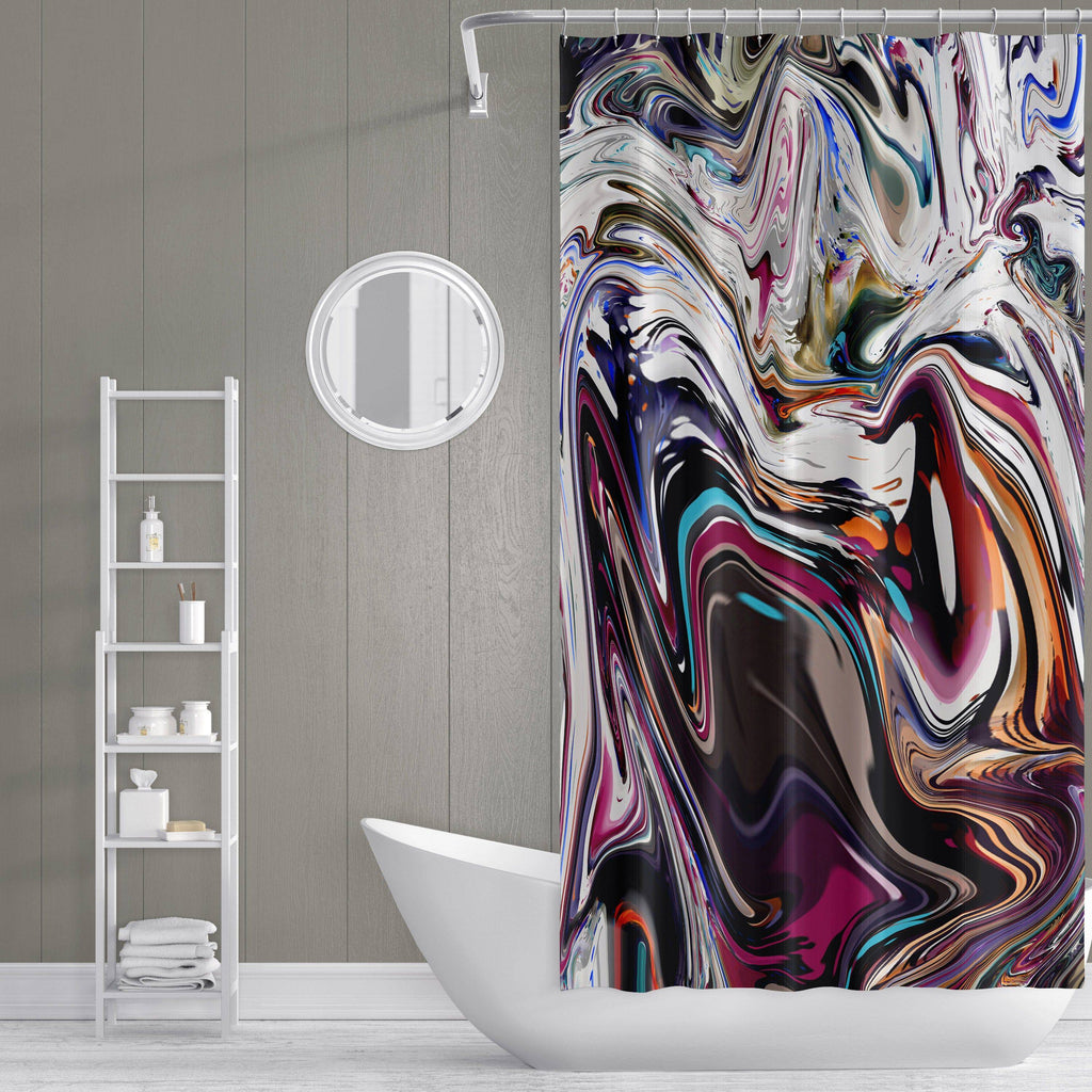 Beautiful Multi-Color Abstract Swirl Shower Curtain Shower Curtain - Deja Blue Studios