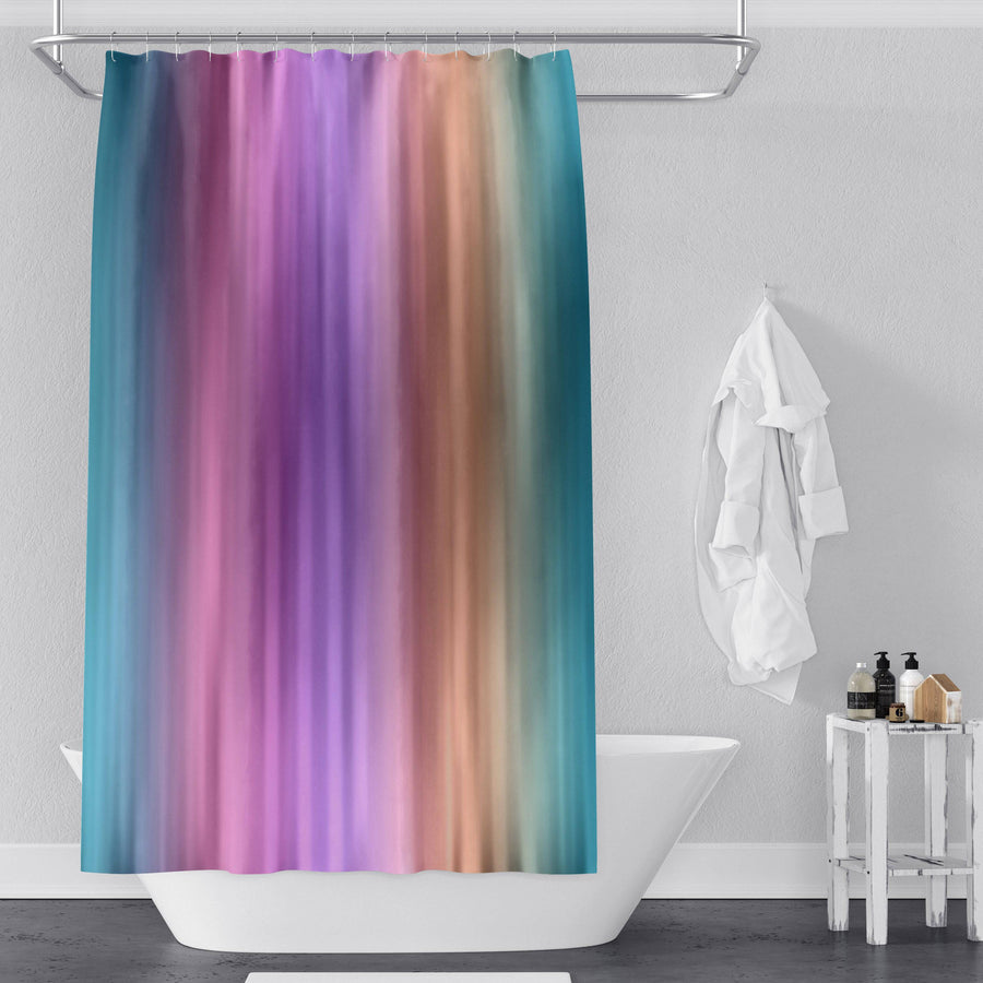 Pink and Purple Striped Watercolor Boho Shower Curtain - Deja Blue Studios