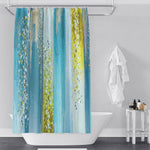 Striped Watercolor Boho Blue and Yellow Shower Curtain - Deja Blue Studios