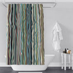 Wavy Green and Blue Striped Shower Curtain - Deja Blue Studios